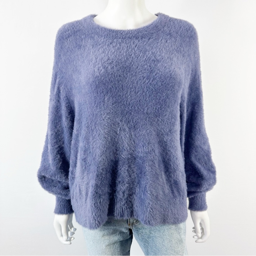 Aerie Blue Eyelash Knit Sweater Size S Long Sleeve Casual Classic Preppy Winter